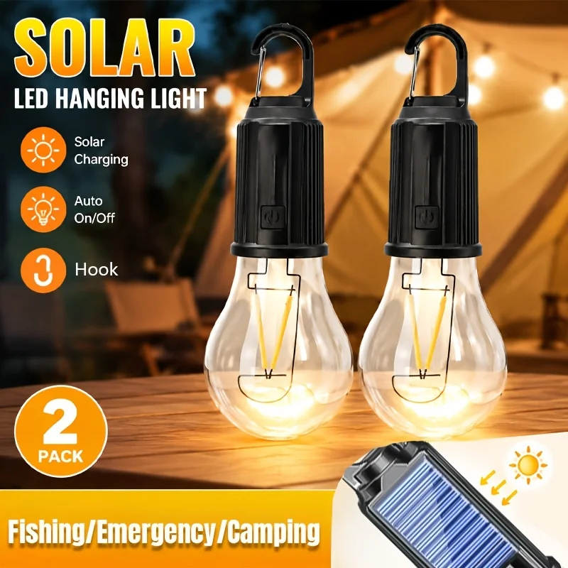 Outdoor Camping House - Solar-LED-Campinglampen Typ-C Wiederaufladbare Hängezeltleuchte 3 Lichtmodi