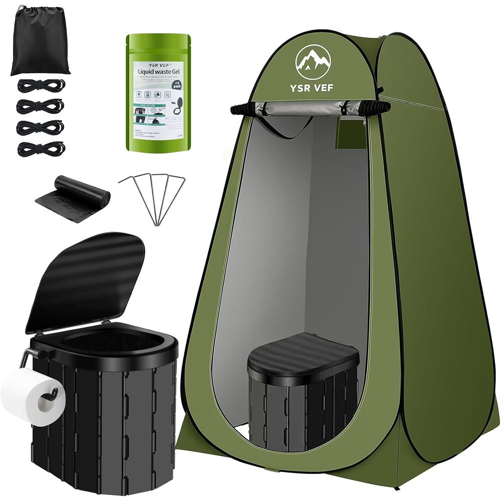 Outdoor Camping Shower - Tragbares Toiletten-Set, Camping-Toilette mit Pop-Up-Sichtschutzzelt und