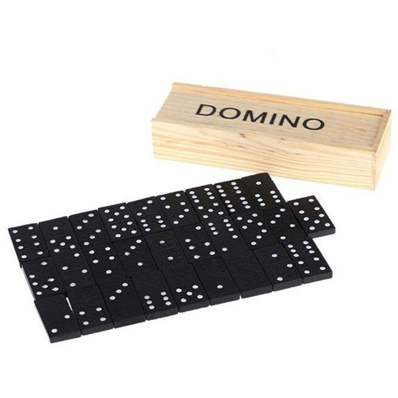Outdoor Camping Games - 28-teiliges Set Holz-Domino Brettspiele Tischspiel Domino-Spielzeug
