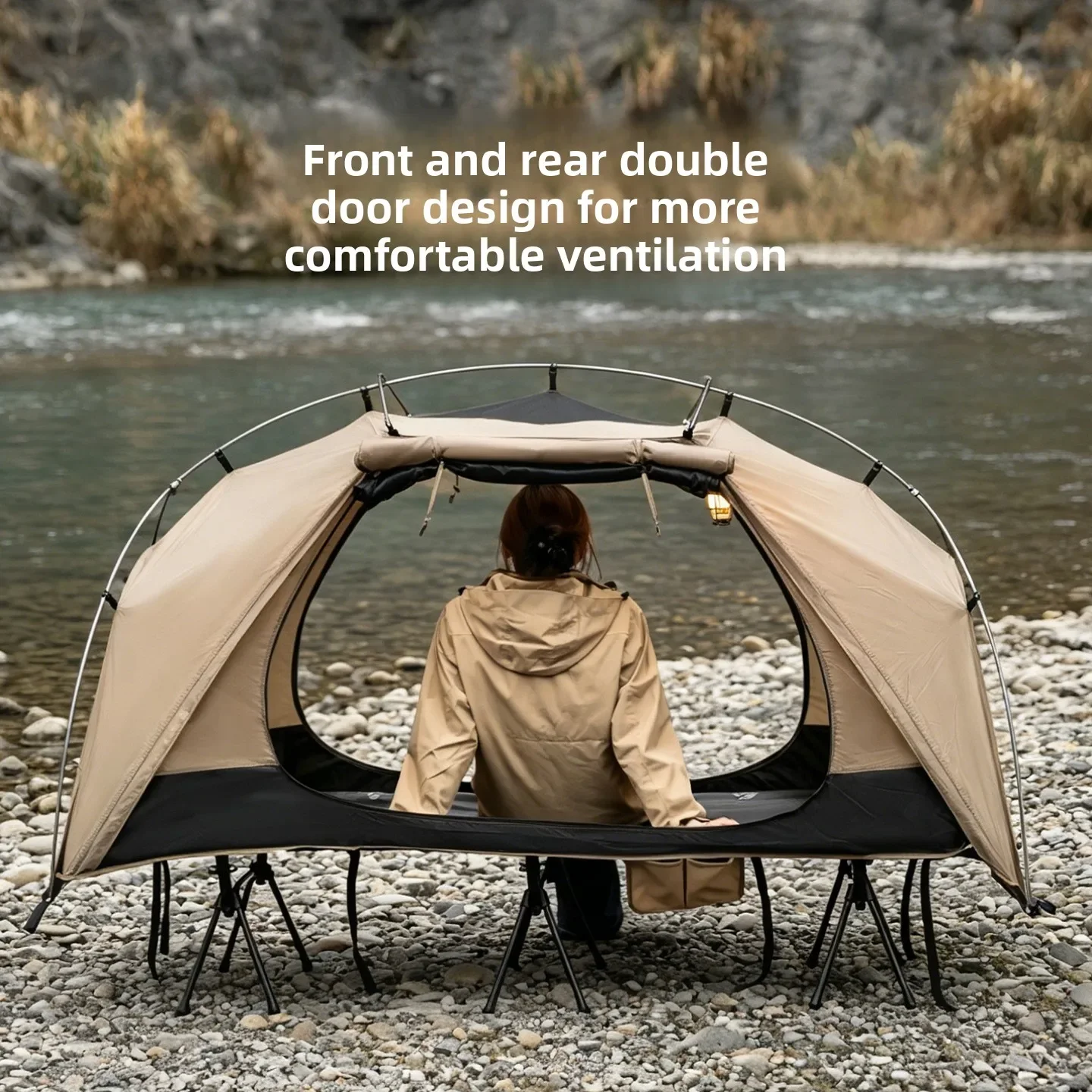 Outdoor Camping House - MOUNTAINHIKER Outdoor Campingbett-Zelt, Leichtes Wasserdichtes Einzel-Freizeitcampingzelt,