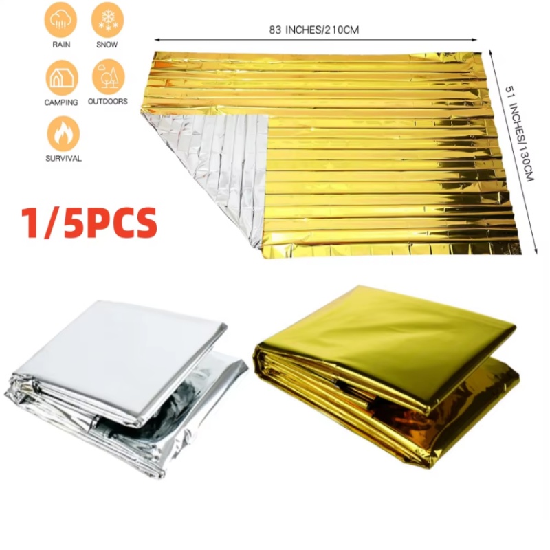 Emergency Mylar Blanket - 130x210cm Hochleistungs-Mylar-Folien-Notfalldecke, Gold-Silber Thermoreflektierende Isolierende Überlebens-Rettungsdecke