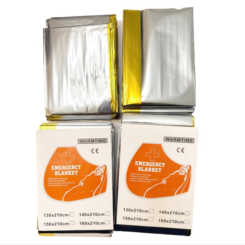 Emergency Mylar Blanket - 4er-Pack gold-silberne Mylar-Notfall-Thermodecken, 160 x 210