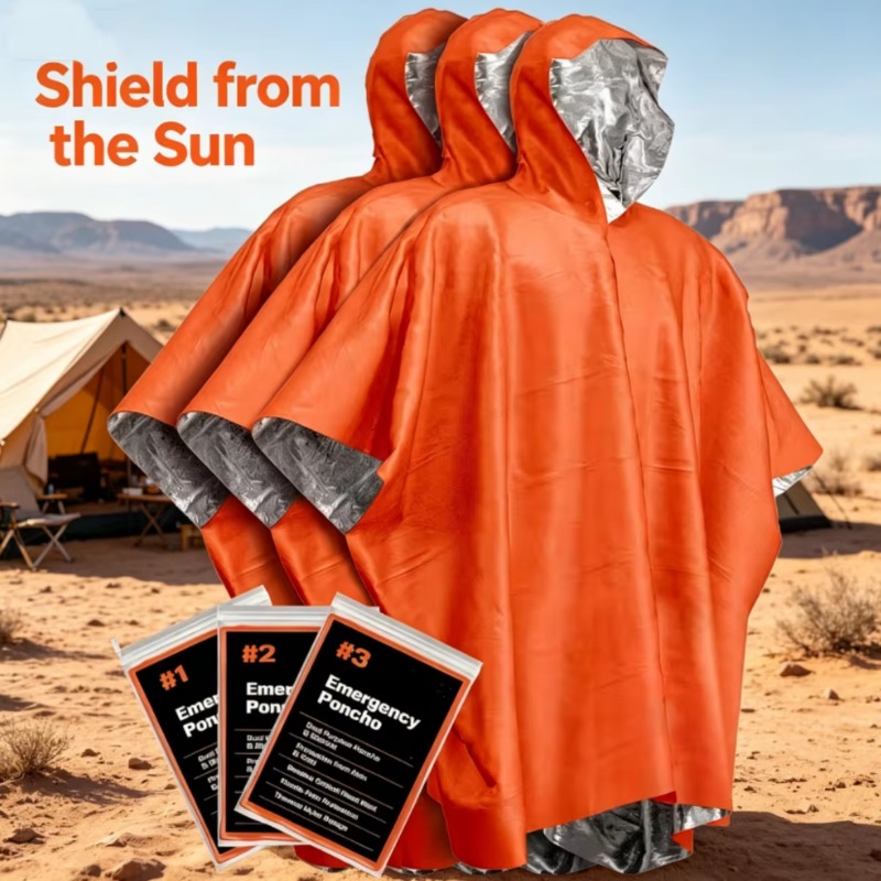 Emergency Mylar Blanket - 1–5 Stück multifunktionaler Überlebens-Regenmantel, Notfalldecke, Poncho,