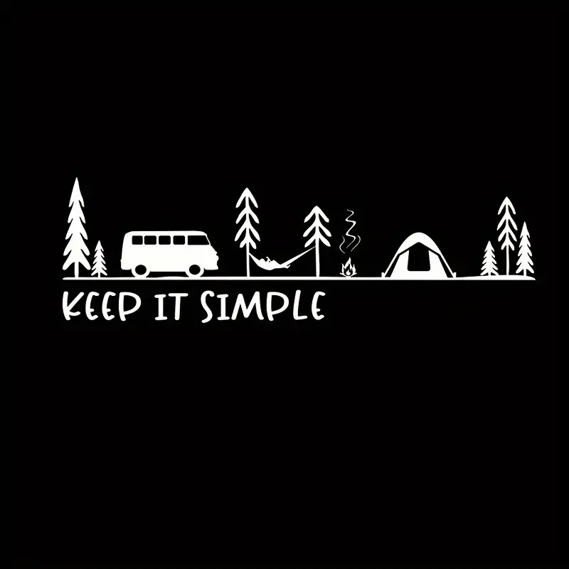 Outdoor Camping Logo - Minimalistische Camping-Szene Vinyl-Autoaufkleber Langlebige wasserdichte Aufkleber