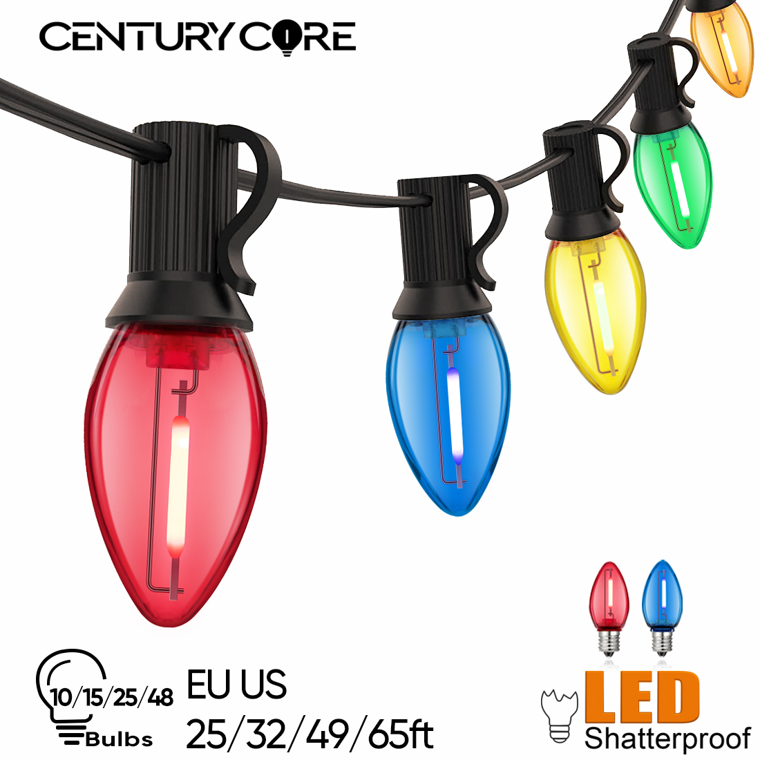 Outdoor Camping Lights String - Kunststoff C7 Straßengirlande E12 220V EU-Lichterkette