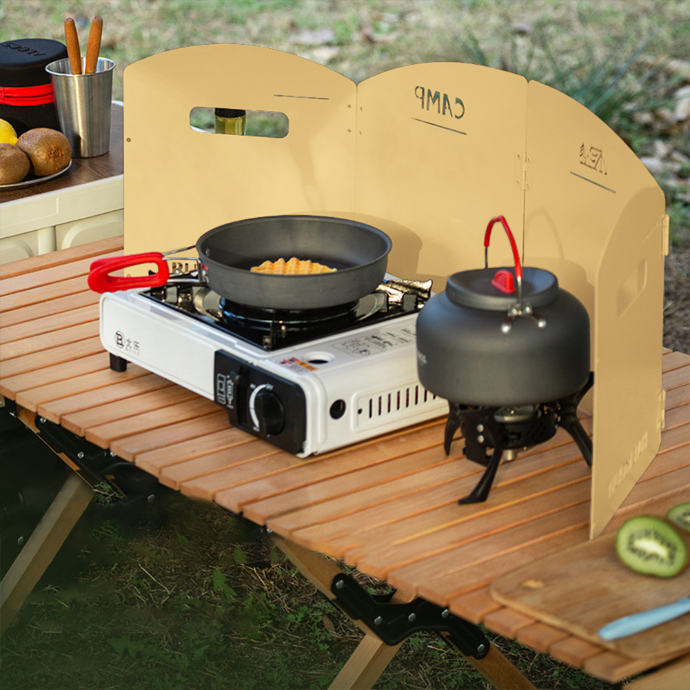 Outdoor Camping Outlet - Faltbare Camping-Gasherd-Windschutzscheibe mit Aufbewahrungsschicht, Gasherd, winddichter
