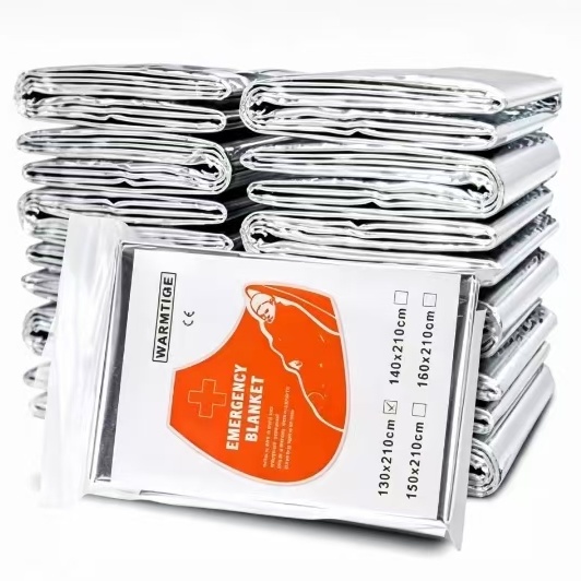 Emergency Mylar Blanket - Mylar Thermische Notfalldecke, Silberfolien-Überlebensdecke, Wärmespeichernde Erste-Hilfe-Decke