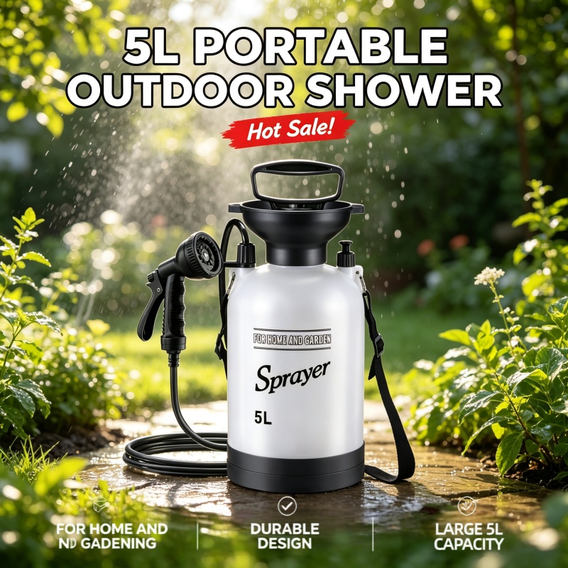 Outdoor Camping Shower - 5L Tragbare Campingdusche Manuelle Drucksprühflasche mit