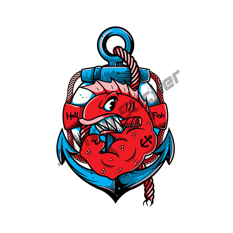 Hellfish Logo Vinyl Auto Aufkl – Outdoor Camping Logo Bewertung und Preis