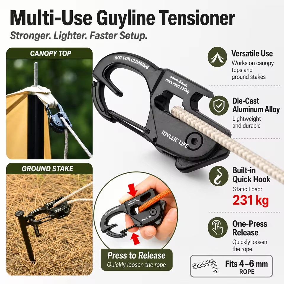 Zeltseilspanner aus Aluminiuml – Outdoor Camping Extension Cord Bewertung und Preis